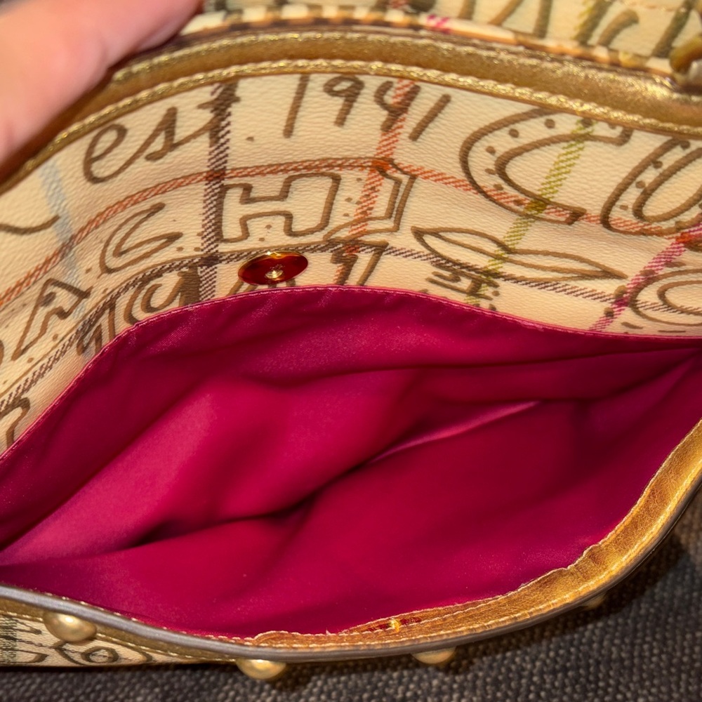 Coach Heritage Tattersall Graffiti Gold Tote Bag - Picture 12 of 12